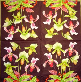 135 Orchideen - 3-lagig (braun) - Caspari